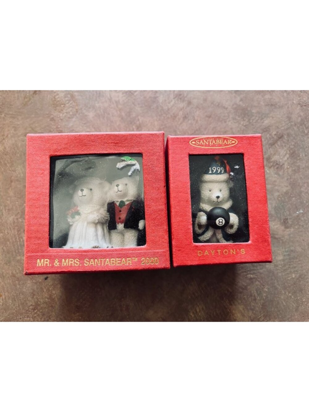 Mr. & Mrs. Santabear 2000 & Daytons Santabear 1999 Collectible Figurines In Orig